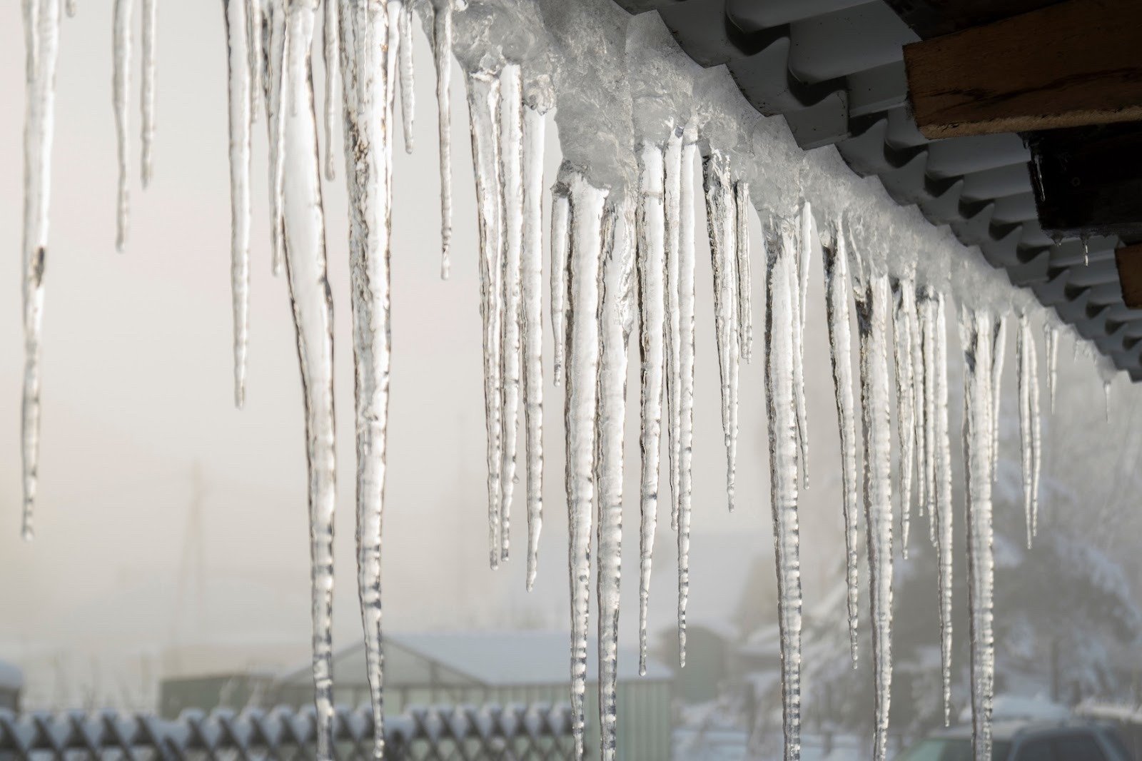 Icicles hanging off roof