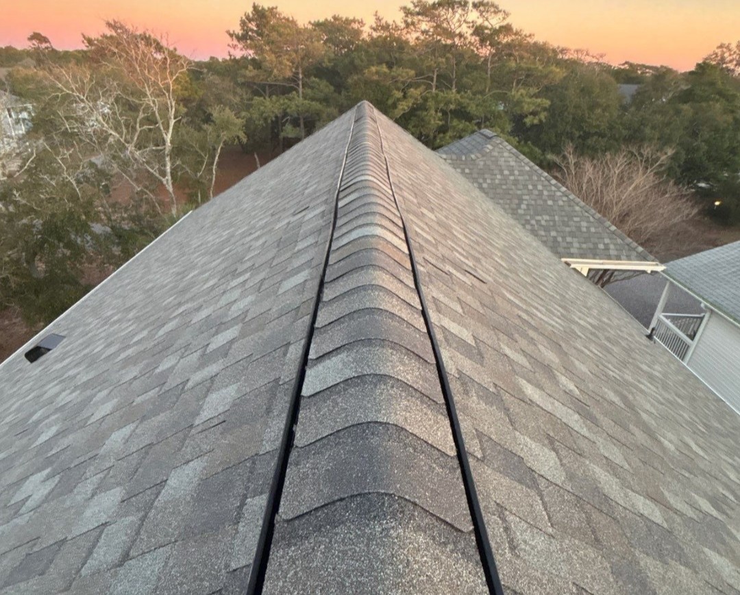 close-up of a shingle roof