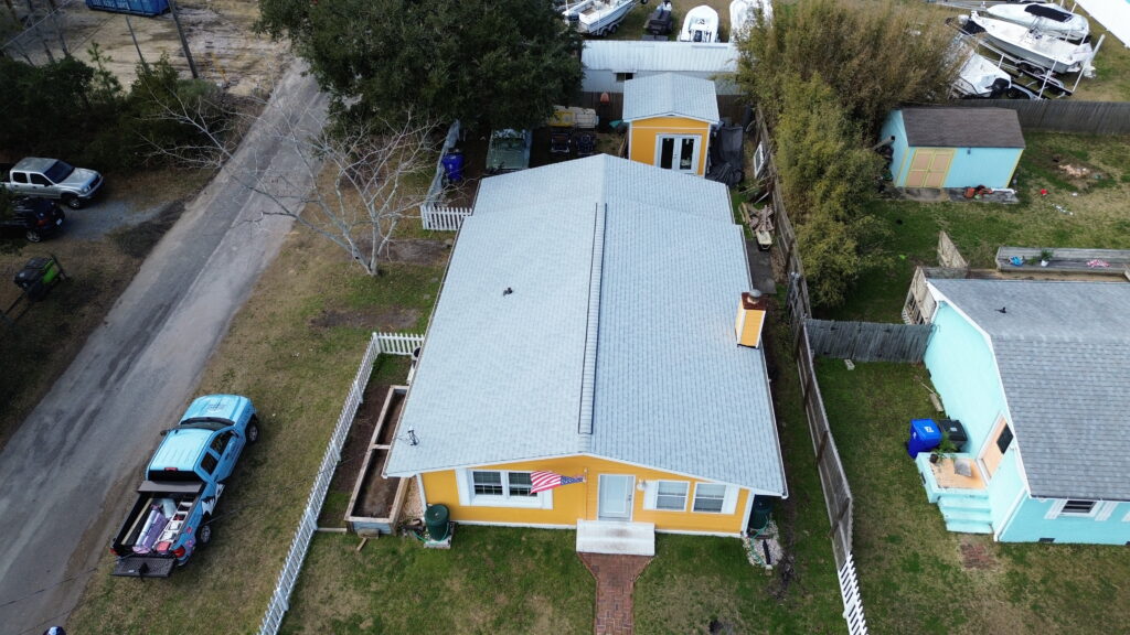 low slope roof silver metallic grey