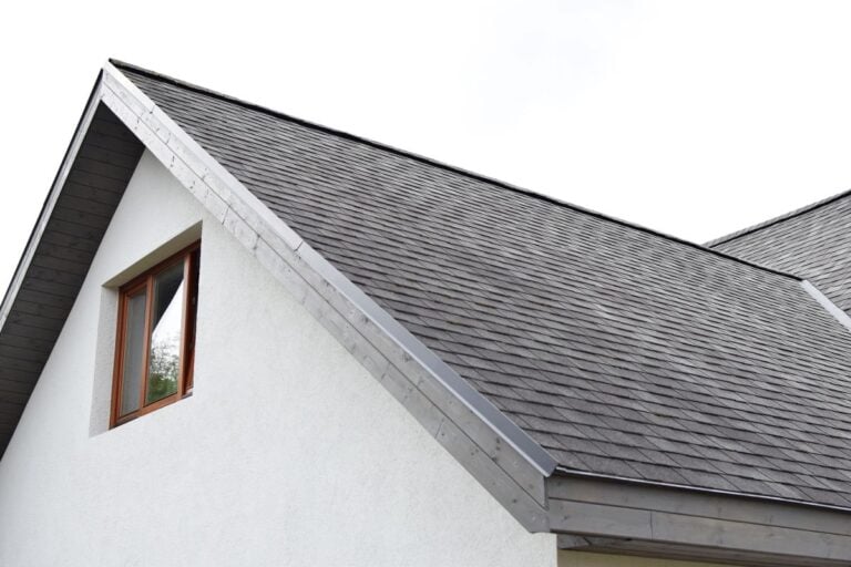 eave vs soffit grey shingles and white wall