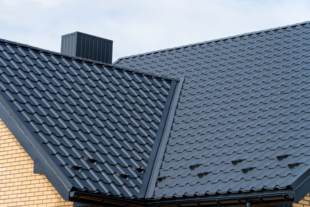 roof flashing repair metallic dark grey tiles