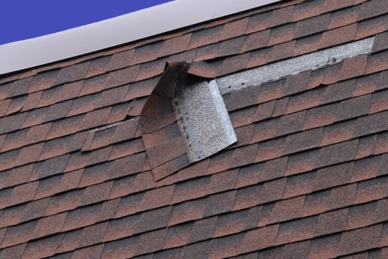 Shingles missing on house roof